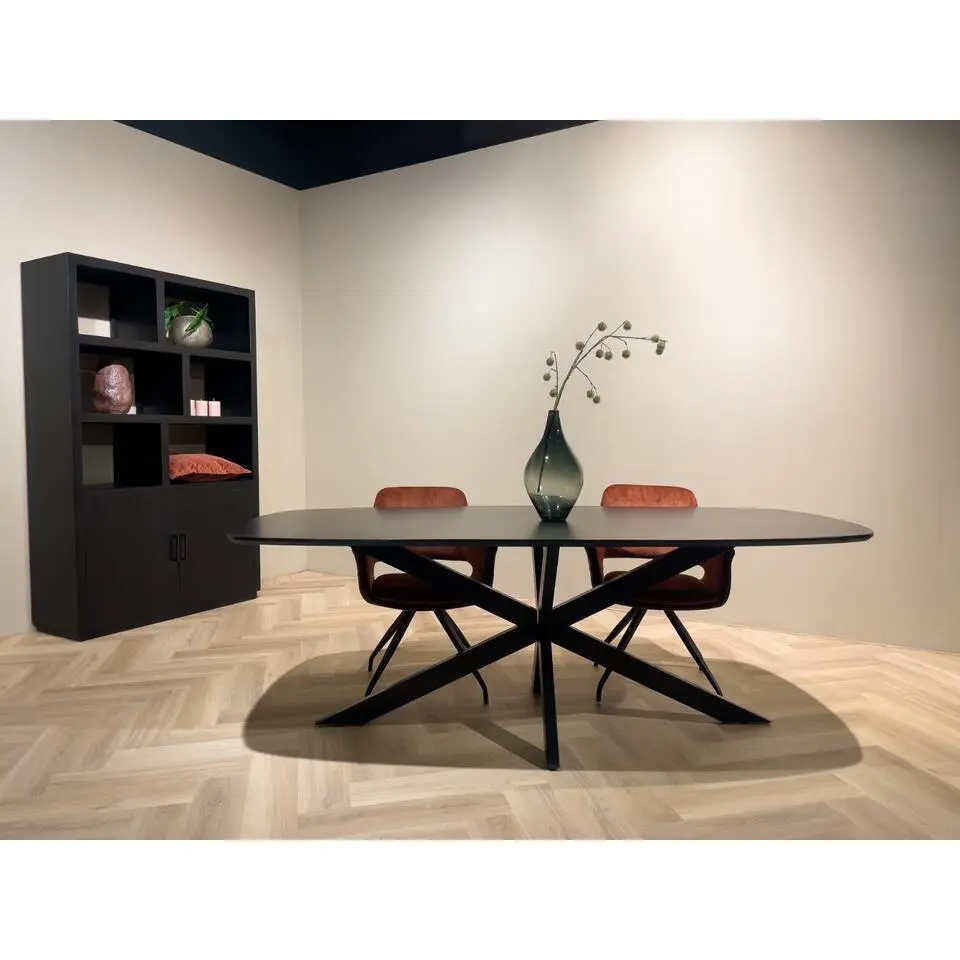 Livingfurn - Eetkamertafel Jesper Deens Ovaal Zwart 210cm - Mangohout