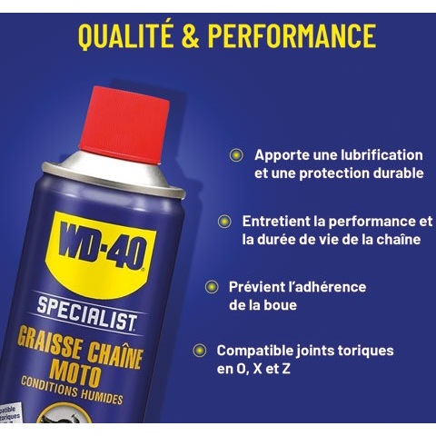 Graisse Chaîne Moto conditions humides WD-40 Specialist - Aérosol de 400 ml