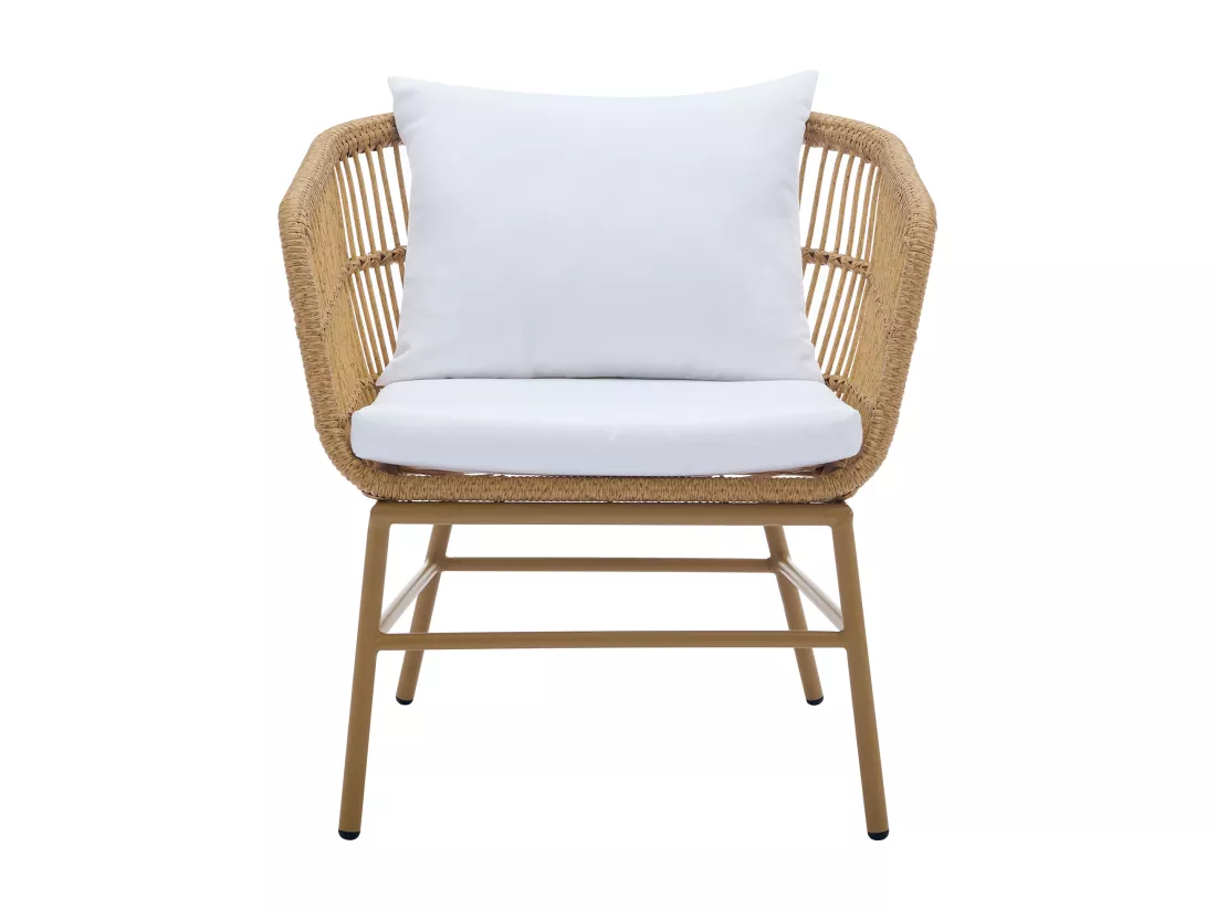 Salon de jardin en résine tressée : 1 canapé 2 places, 2 fauteuils et 1 table basse - Naturel clair - LOUSINI de MYLIA