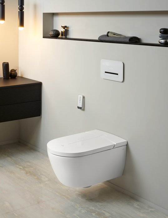Villeroy & Boch ViClean douche wc randloos met verwarming en warme-luchtföhn wit glans