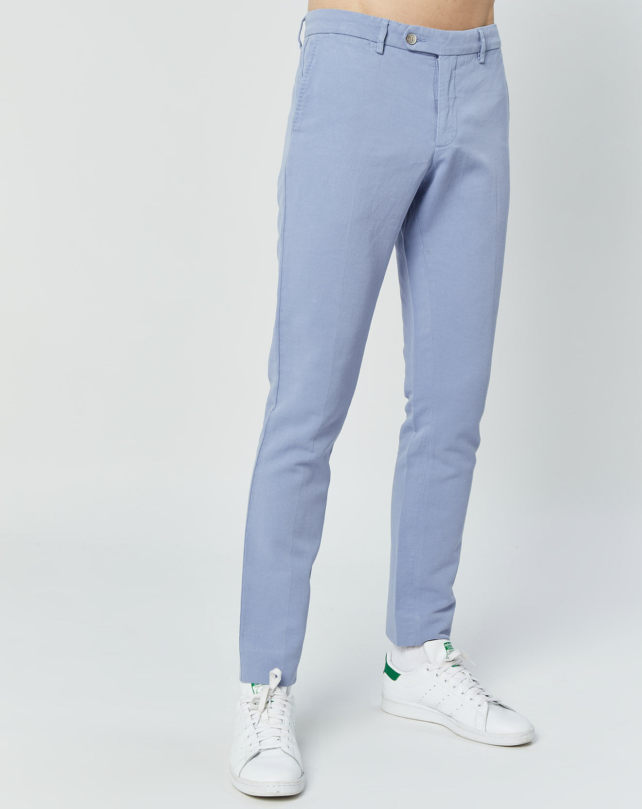 Hackett London Pantalon en Lin mélangé Chino Slim Fit bleu clair