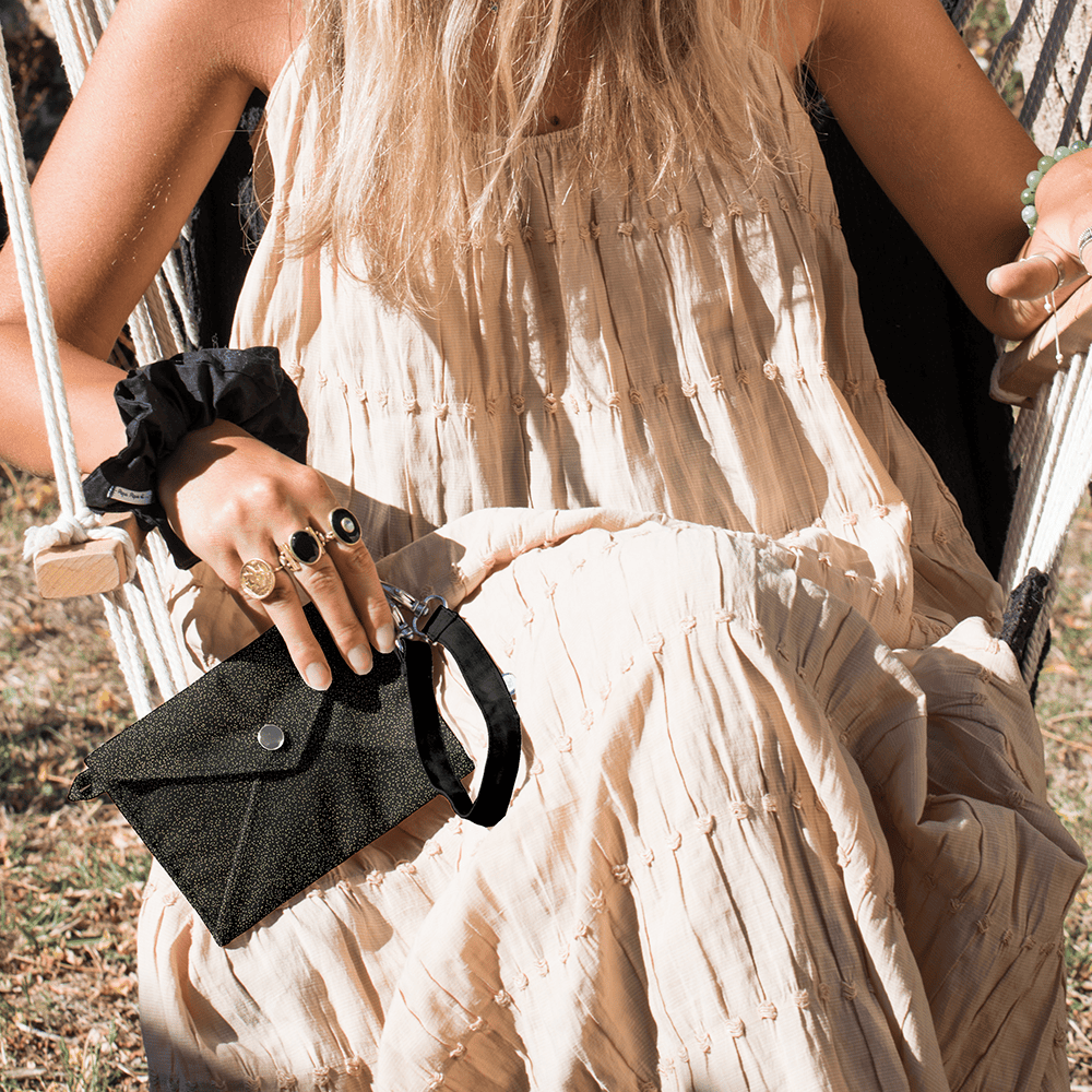 Petite Pochette Enveloppe Noir Pailleté