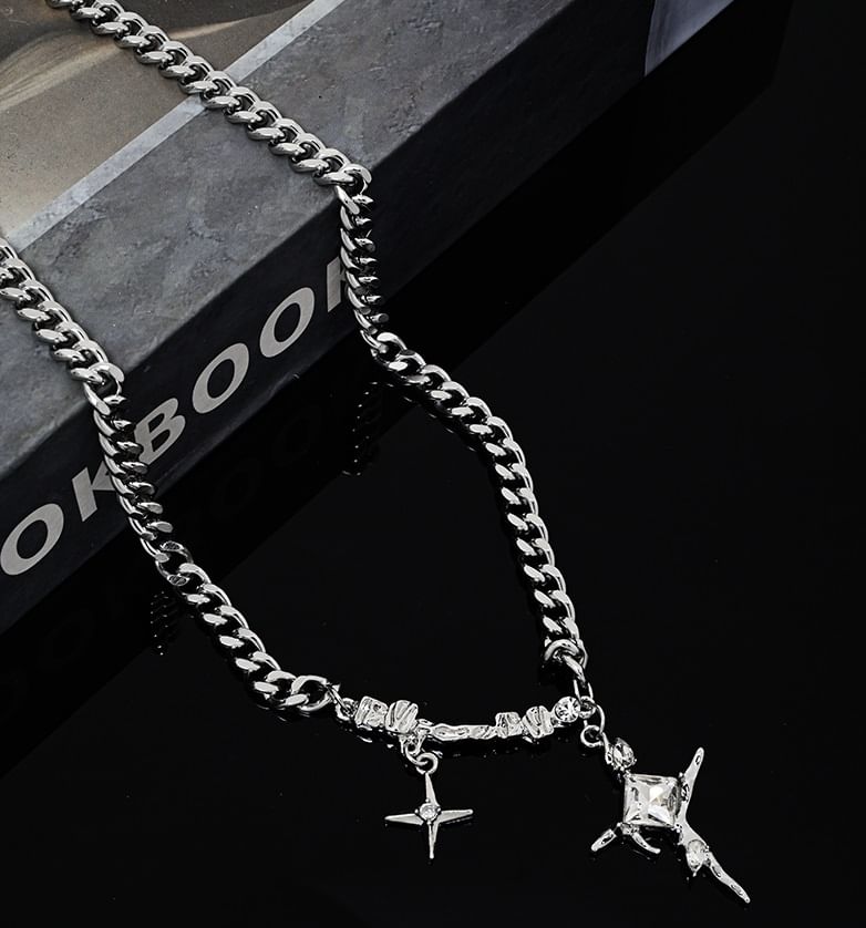 Lilafey - Stervormige strass hanger van roestvrij staal