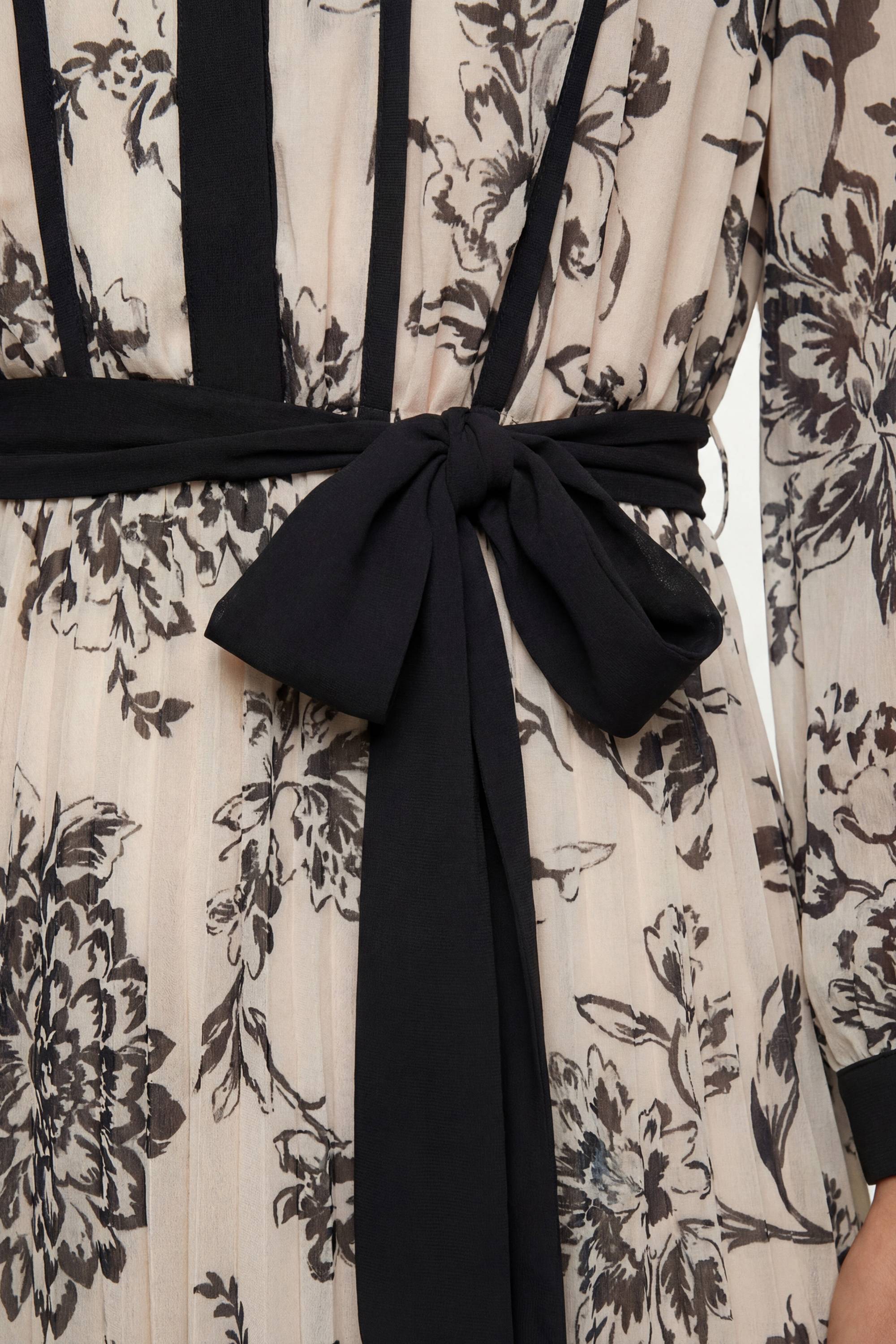 Wallis Robe Midi Plissée À Motifs Floraux Contrastés
