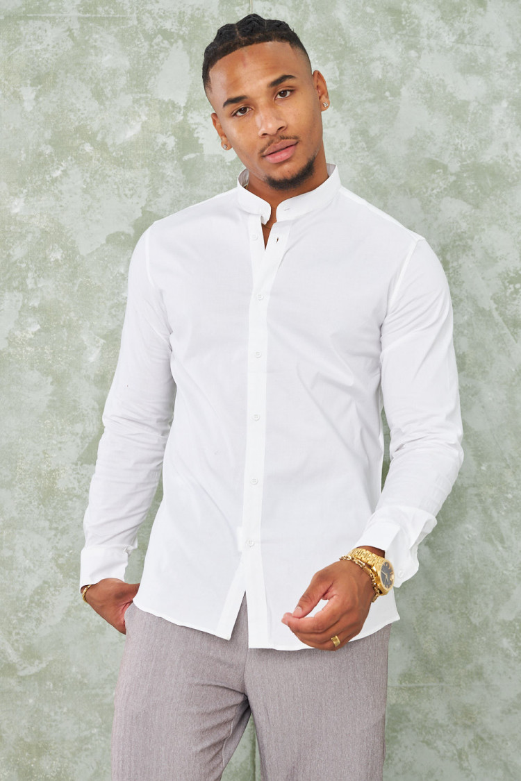 Chemise à col officier blanche