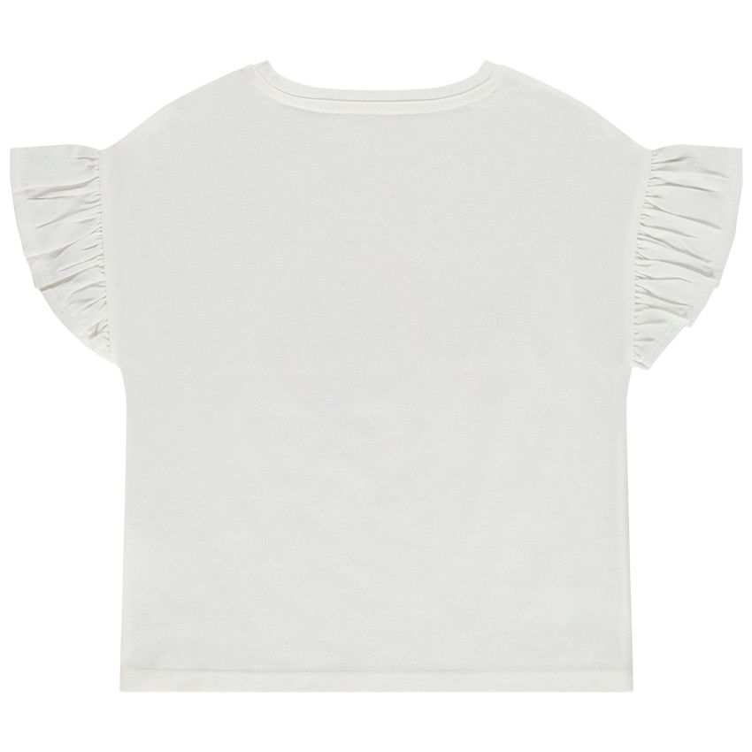 T-shirt manches courte volantée print Skye Pat Patrouille pour fille - Ecru