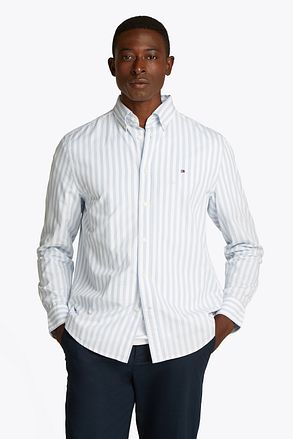 Tommy Hilfiger Poplin Overhemd Streep Licht Blauw MW0MW39159-0A4 kopen