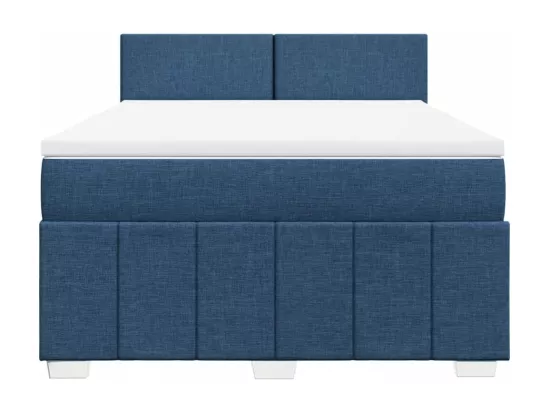 Sommier à lattes de lit avec matelas Bleu 160x200 cm Tissu
