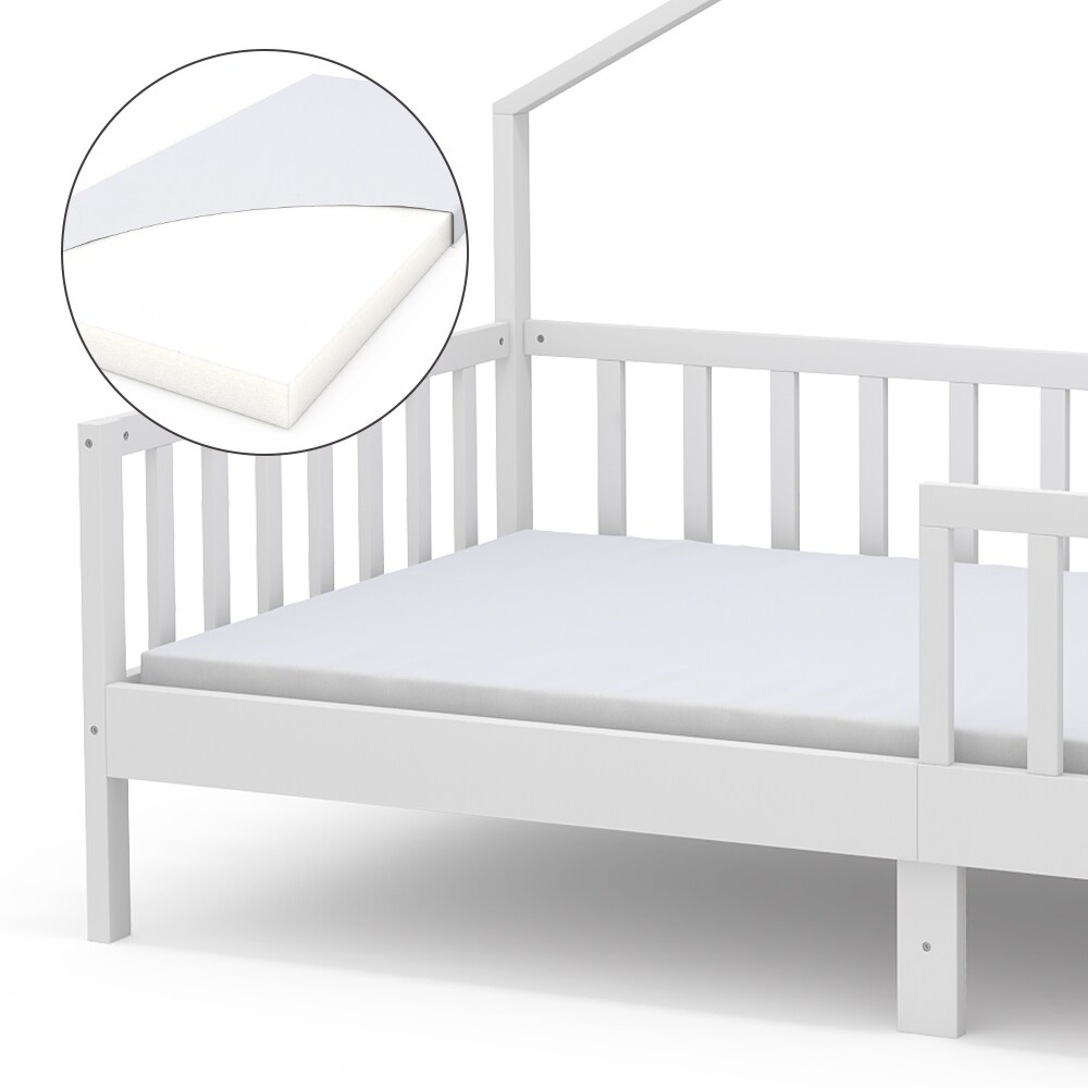 Vicco Hausbett Kinderbett Justus Weiß 90 x 200 cm mit Matratze modern