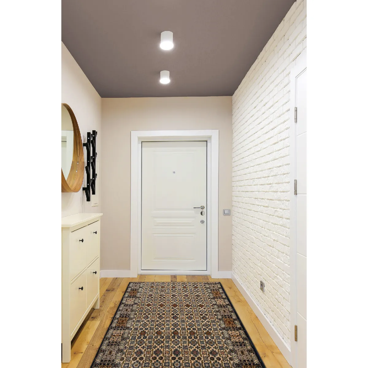 RUGSX KESHAN tapis de couloir 6428 53551 oriental beige bleu foncé 90cm 90x400 cm