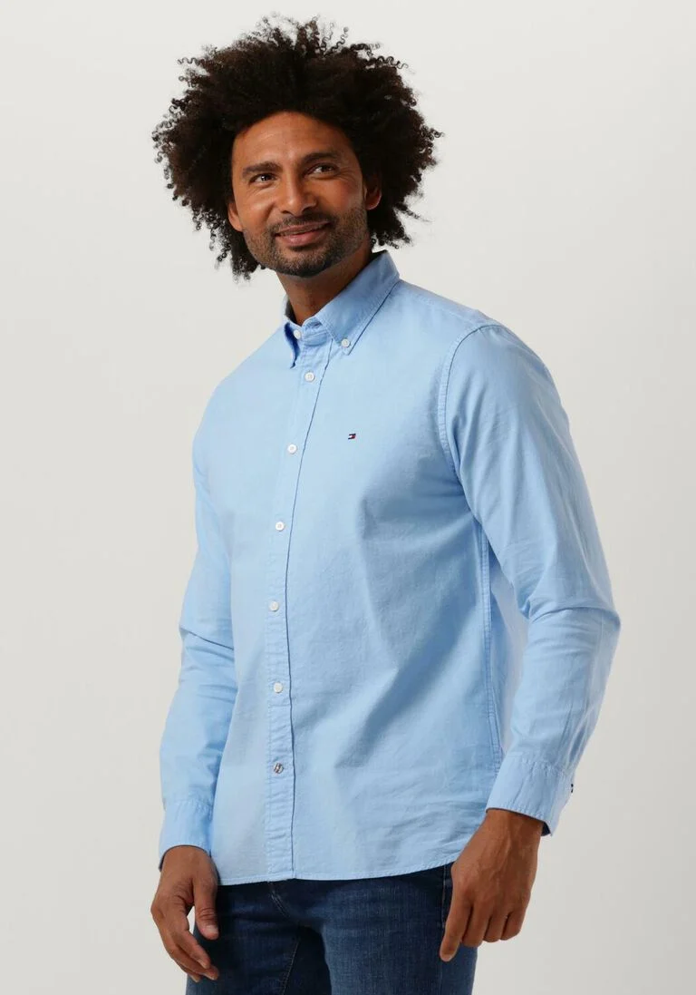 TOMMY HILFIGER lichtblauwe tommy hilfiger casual overhemd pigment garment dye rf shirt