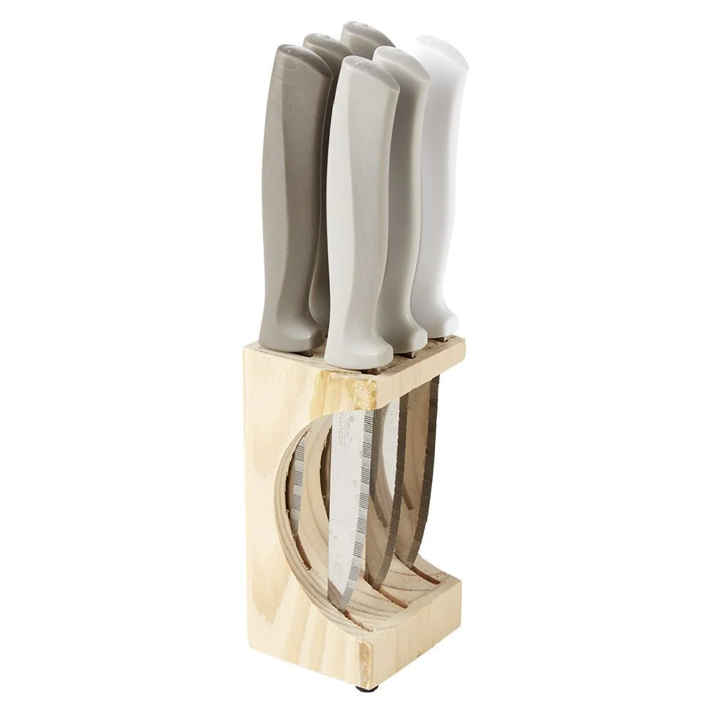 Coouteau à steak inox x6 et bloc en pin