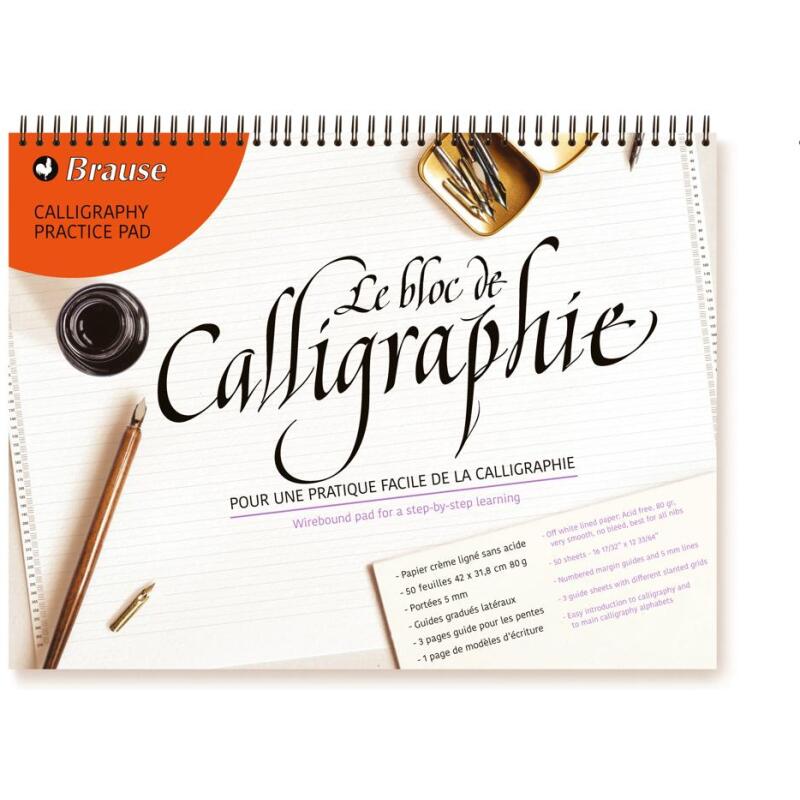 Bloc de calligraphie d'apprentissage A3, FRANCAIS/ANGLAIS - crème