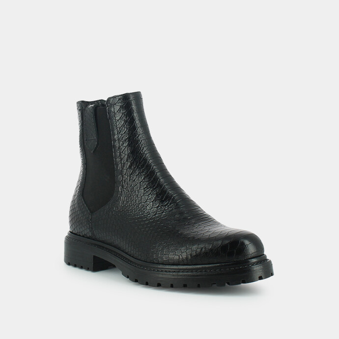 Bottines plates  en reptile noir