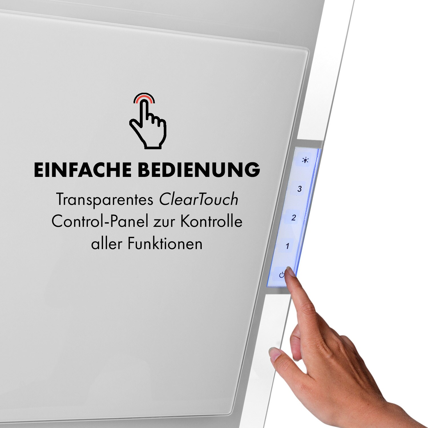 Mirage 90 Dunstabzugshaube 550 m³/h Touch-Panel Ambient EEC A++ weiß Weiß