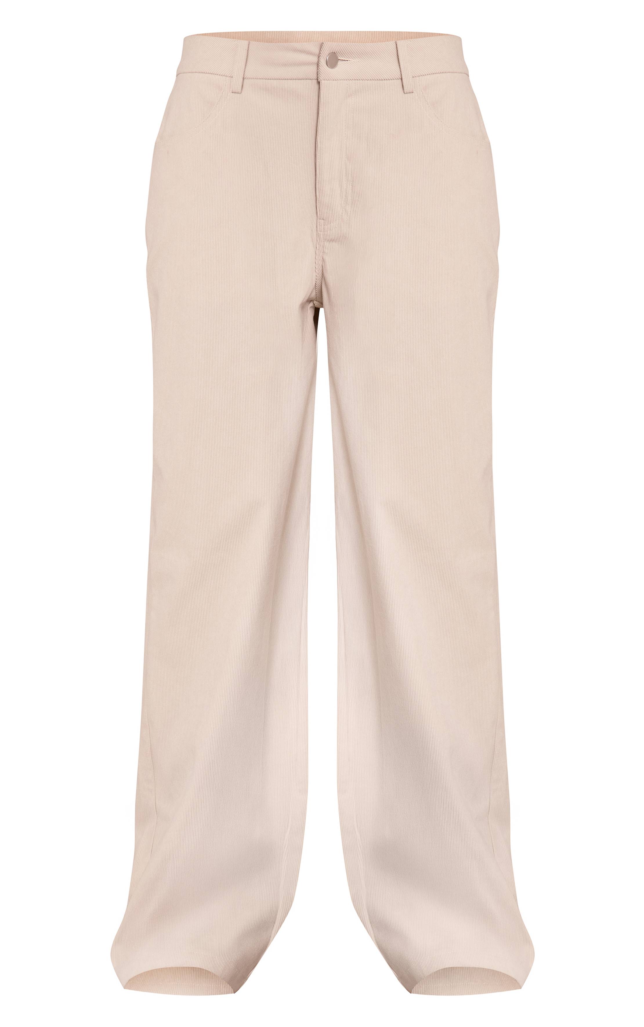 Ecru Pantalon Droit En Velours Côtelé
