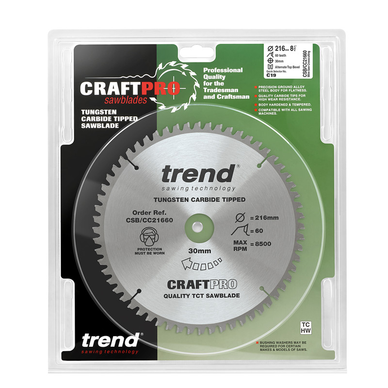 Trend Crosscut cirkelzaagblad voor de afkortzaag 216x30x2,6mm 60T