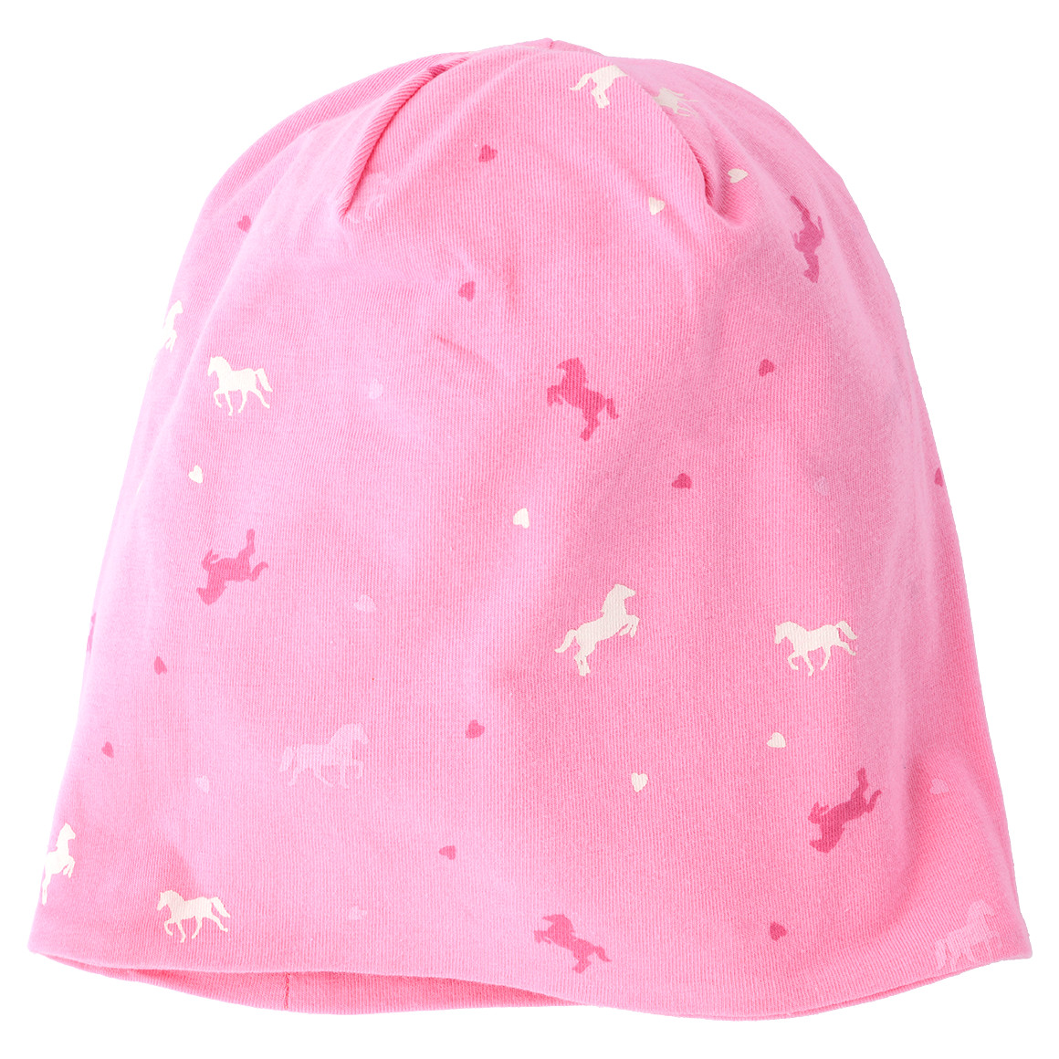 Mädchen Beanie mit Pferde-Motiv pink