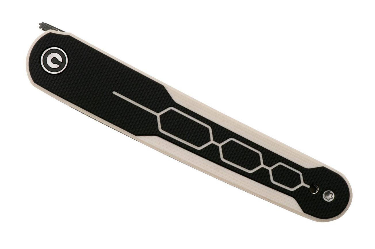 Civivi KwaiQ 23015-DS1, Damascus, Milled Ivory Black G10, zakmes