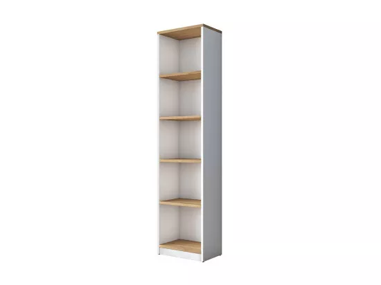 Bureau étagère Goldie en bois blanc-naturel - Dimensions 160x50x161,8 cm pour un espace de travail moderne
