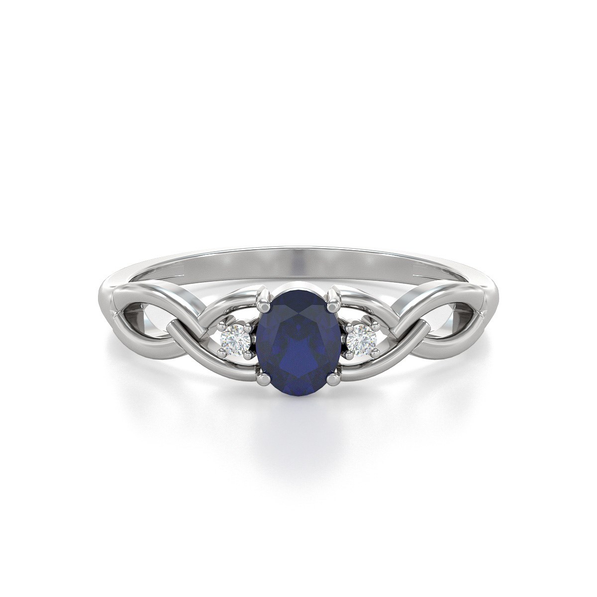 Bague Saphir et diamants sur Argent 925 2.2grs