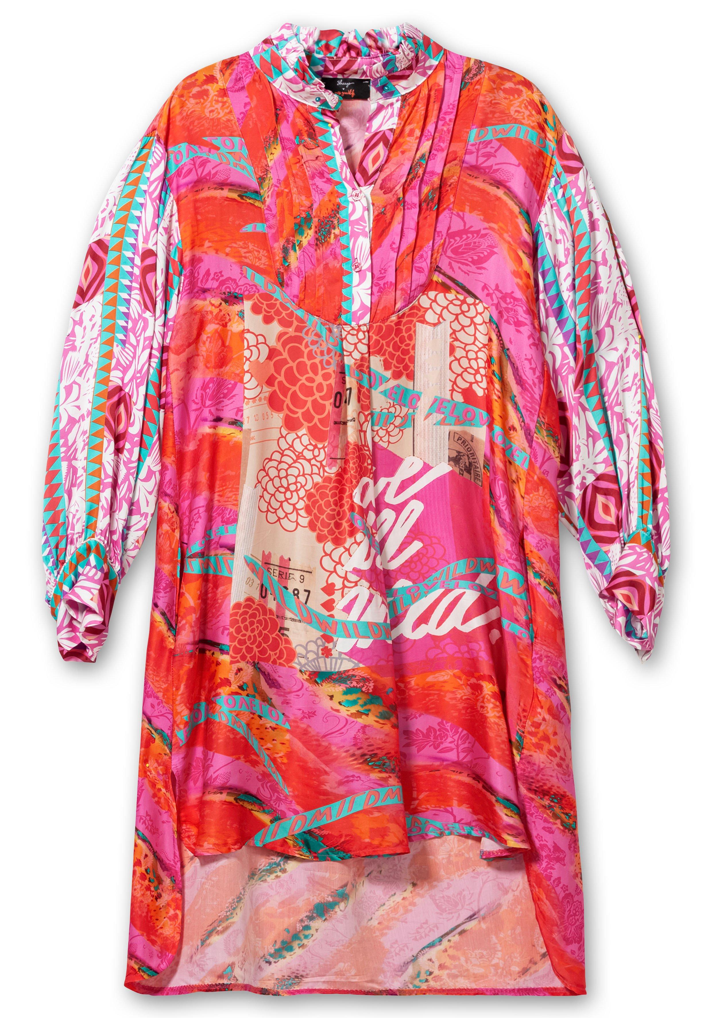 Kurzes Hemdblusenkleid mit Alloverdruck