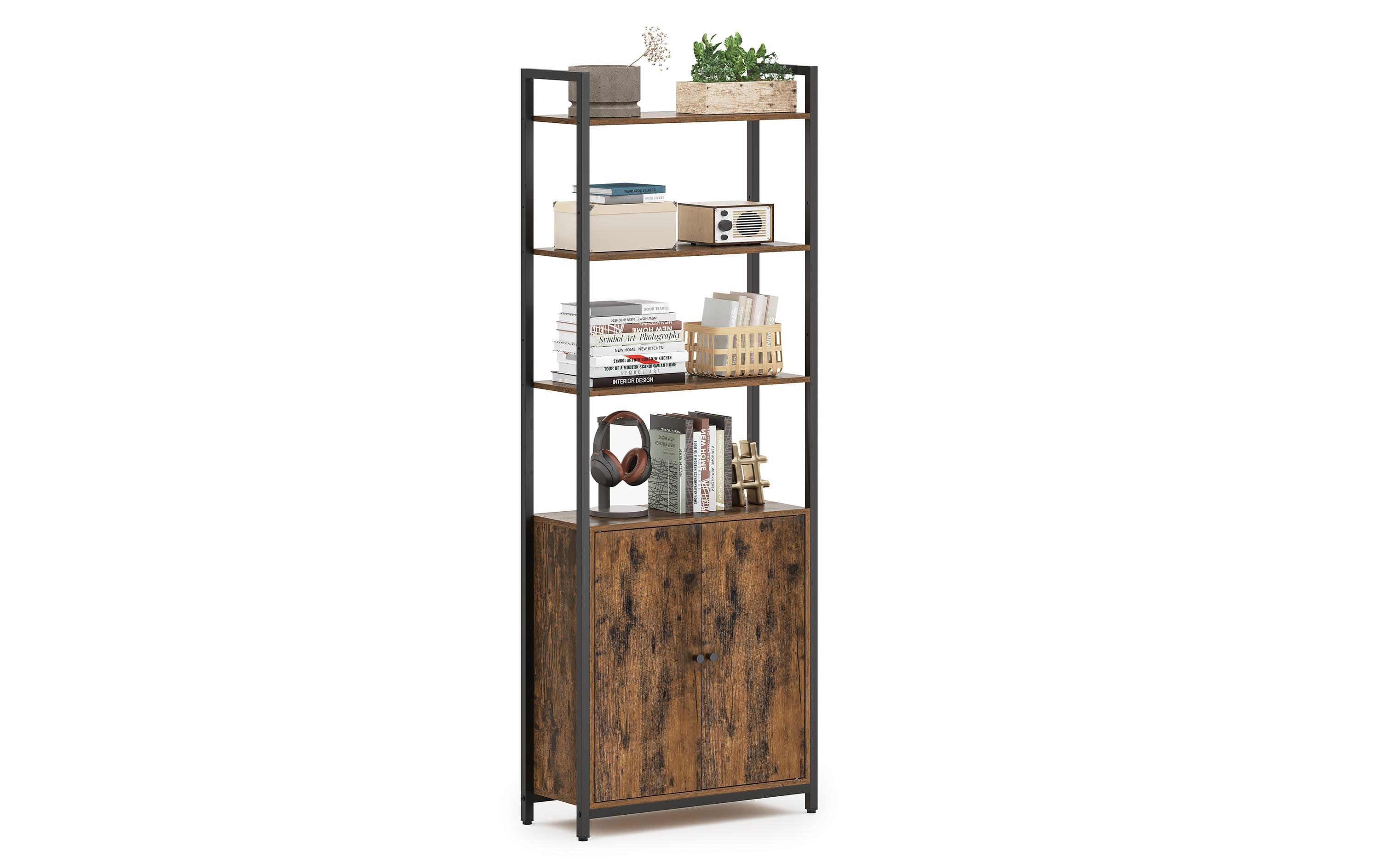 Regal mit 4 Ablagen 60 cm x 159.5 cm, Braun/SchwarzBücherregal