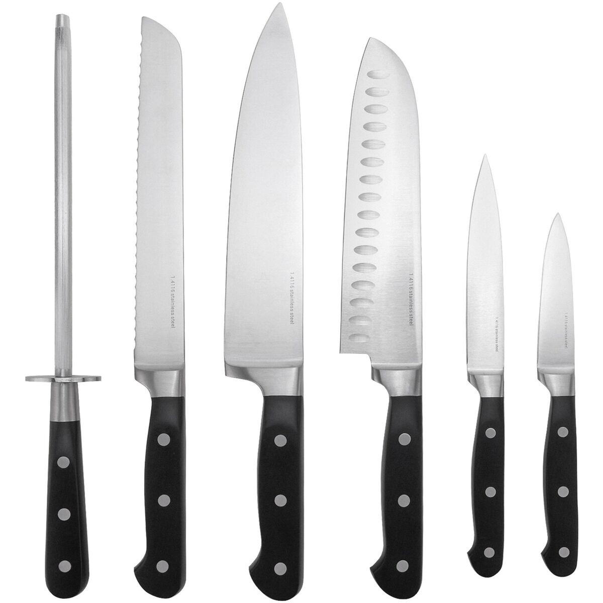 Knivsett 6 deler 1.4116 stål, klassisk design