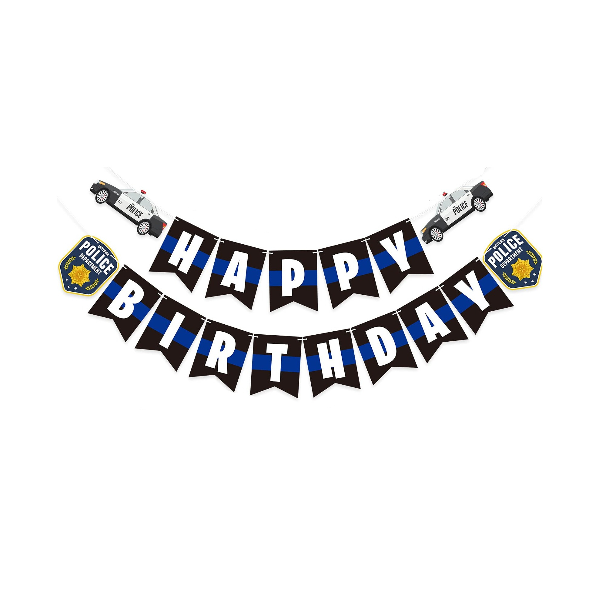 (31-tlg. Set) Happy Birthday Girlande Kinder Geburtstags Party Deko inkl. Latex Ballons   Spiralen Girlande - Polizei