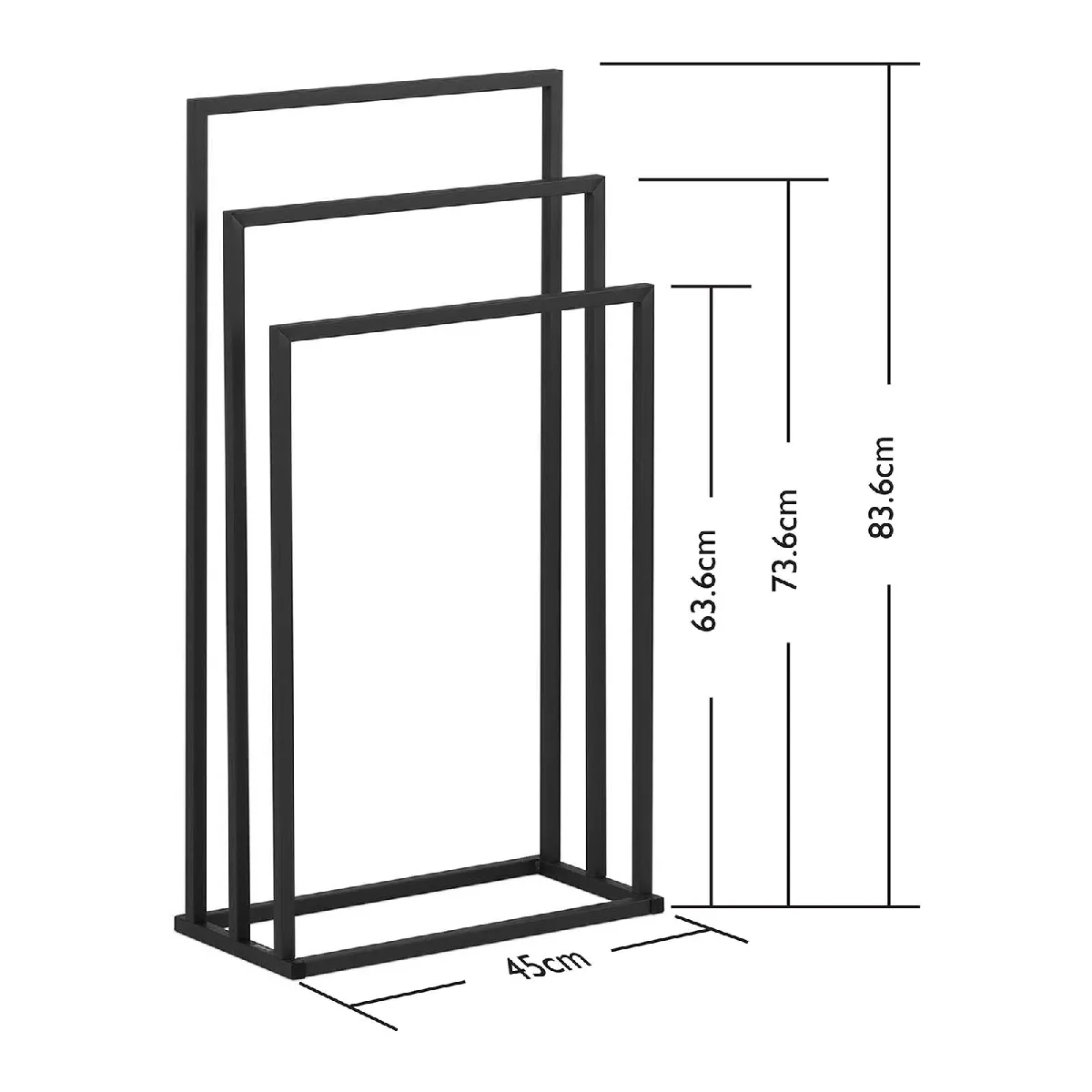 Helloshop26 Porte-serviettes sur pied 3 barres acier