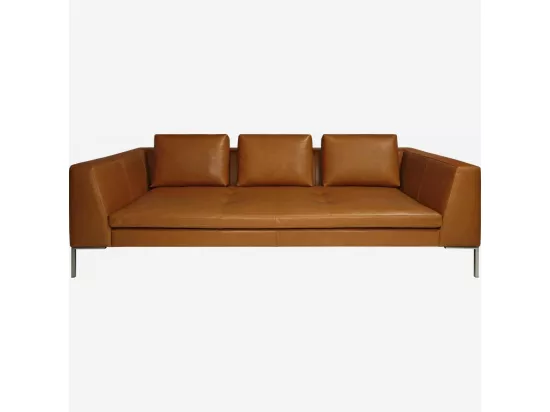 HABITAT - Canapé 3 places en cuir Vintage Leather - Marron cognac - Montino