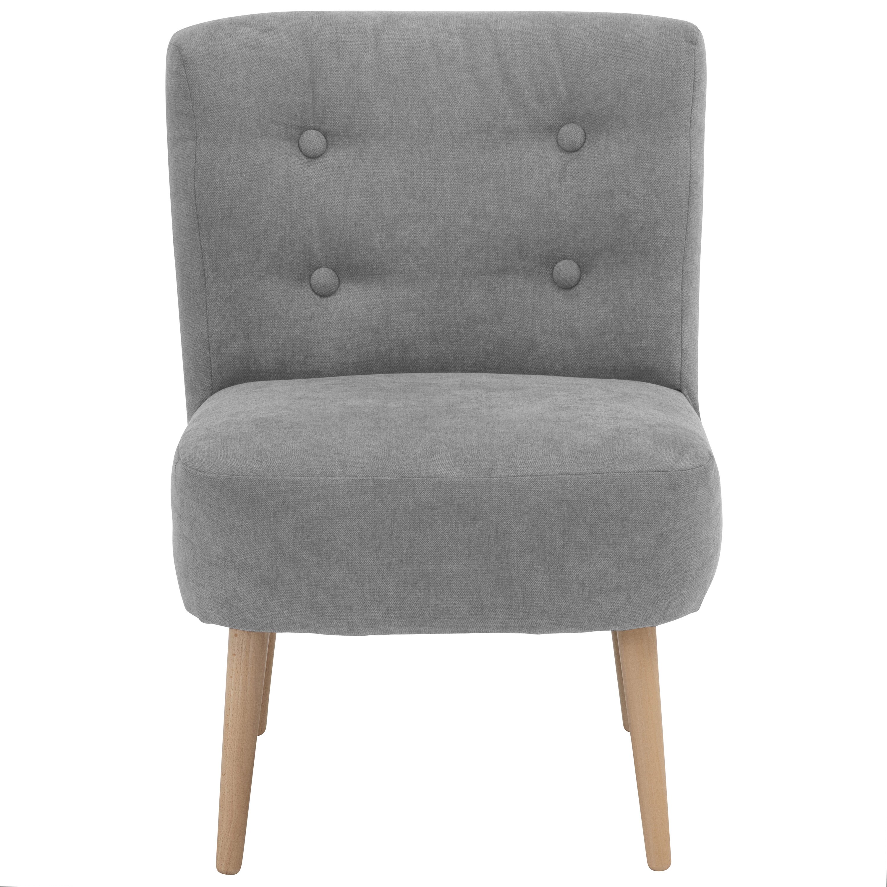 lovingHome® Sessel Fiola Velours hellgrau Polstersessel Stuhl Relaxsessel Füße Buche natur mittlere Sitzhärte