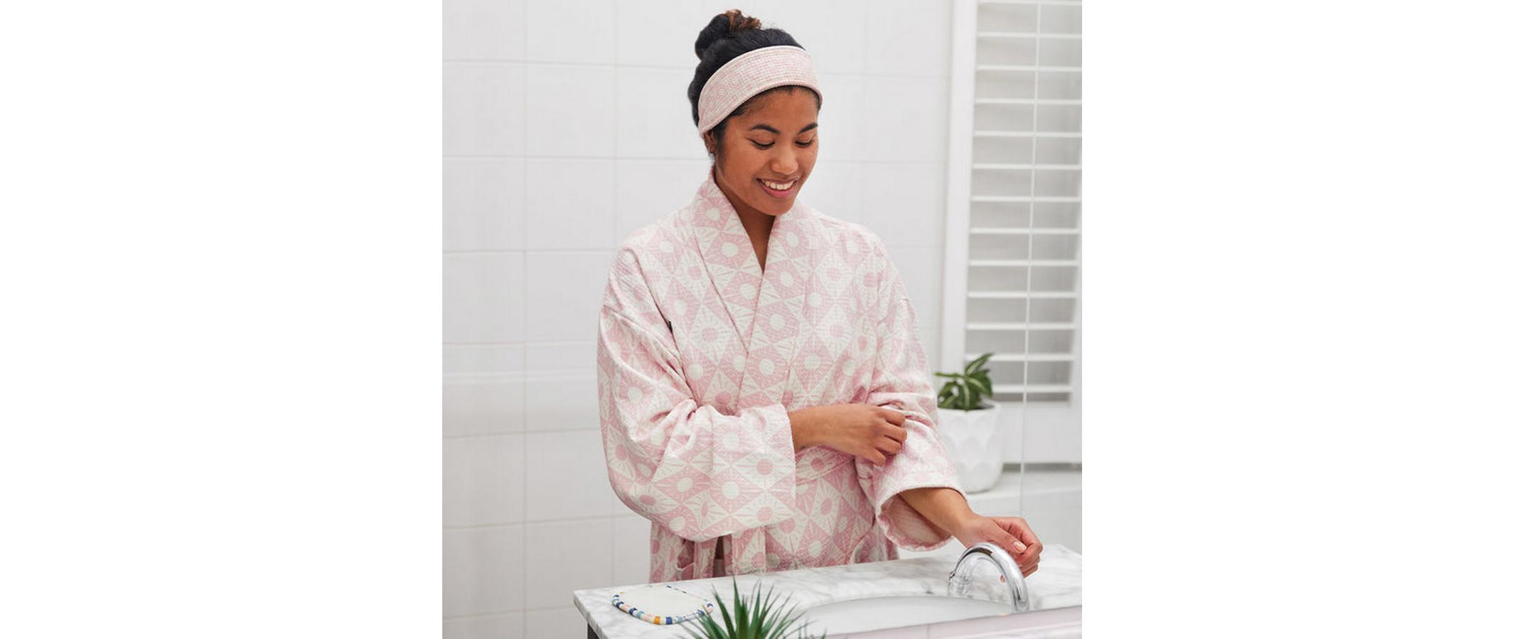 Bademantel Waffle Diamond PinkSchnell trocknender Bademantel