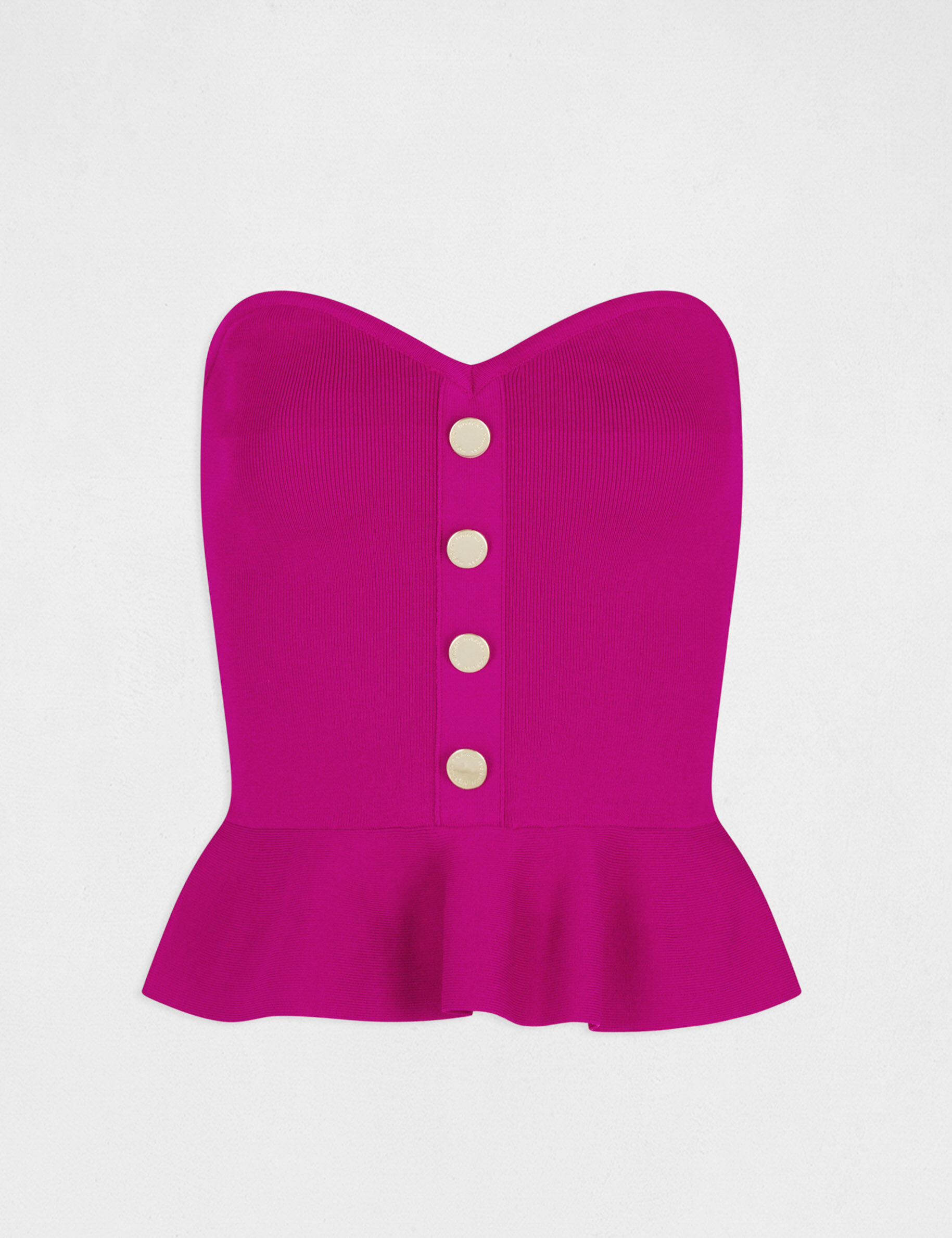 Débardeur pull bustier avec boutons framboise femme - framboise