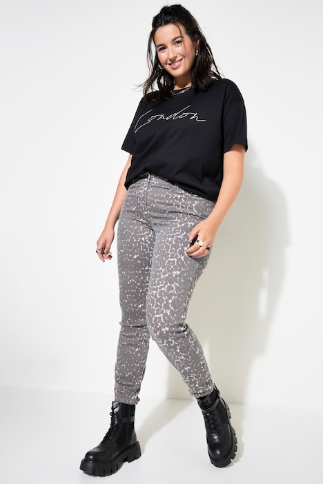 Skinny-Jeans, High Waist, Leo-Print, 5-Pocket