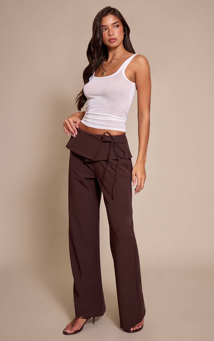 Chocolat Pantalon Large À Superposition