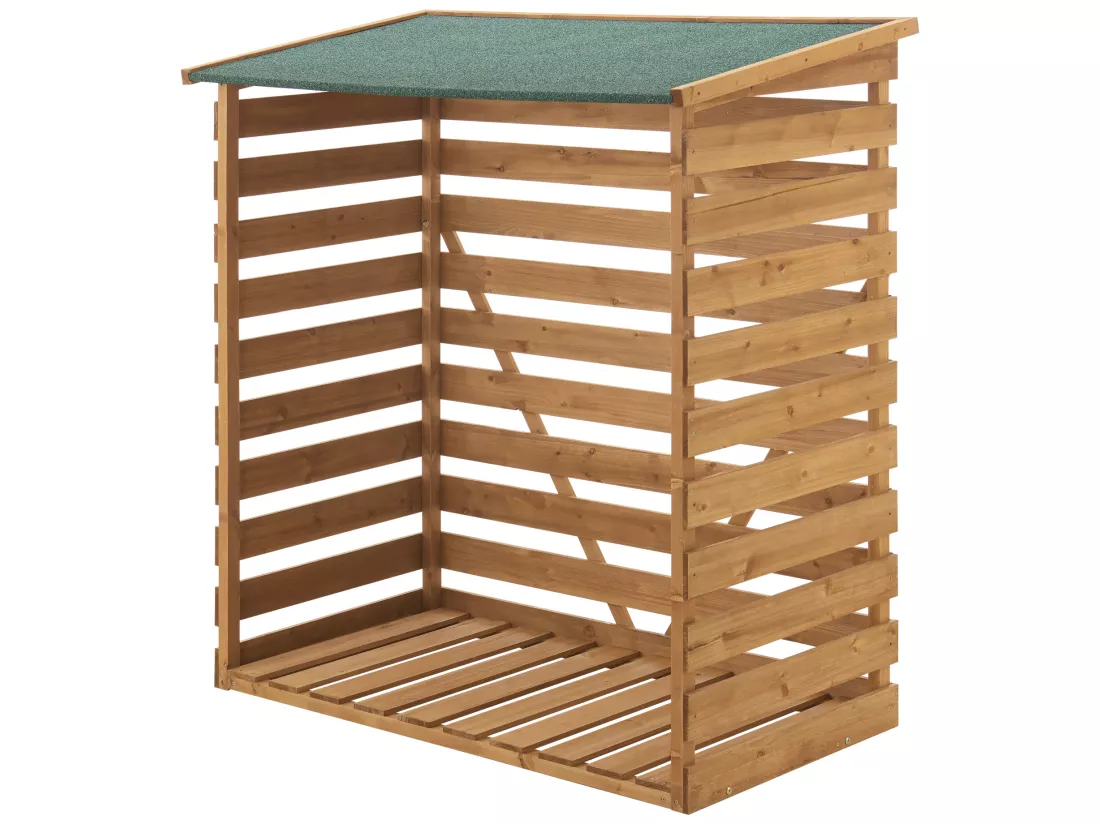 Abri-Bûches Couvert en Sapin à Toiture Bitumé 123 x 116 x 64 cm [en.casa]