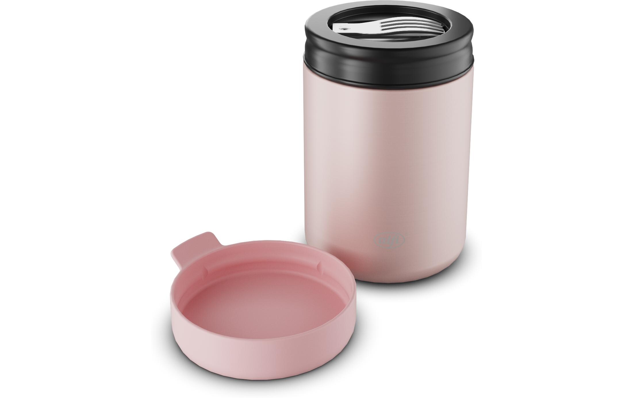 Thermo-Foodbehälter 0.35 l, HellrosaOutdoor-Behälter aus Edelstahl mit Göffel
