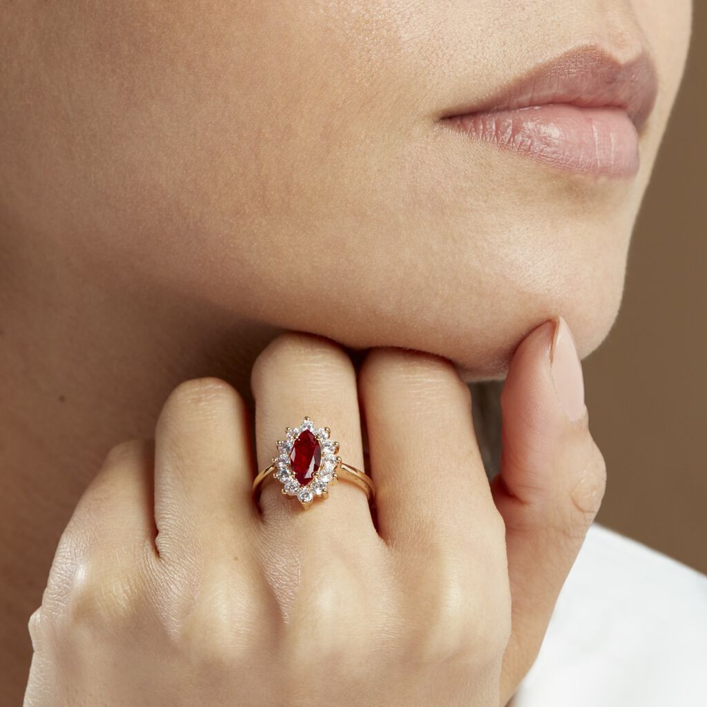 Bague Lisea Plaqué Or Jaune Verre Et Oxyde De Zirconium