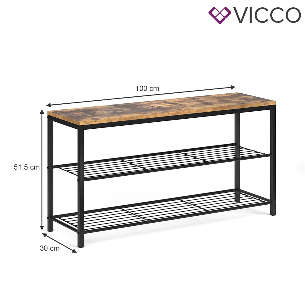 VICCO Schuhbank FYRK Schuhregal 100cm Schuhschrank Sitzfläche Sitzbank 2 Ablagen