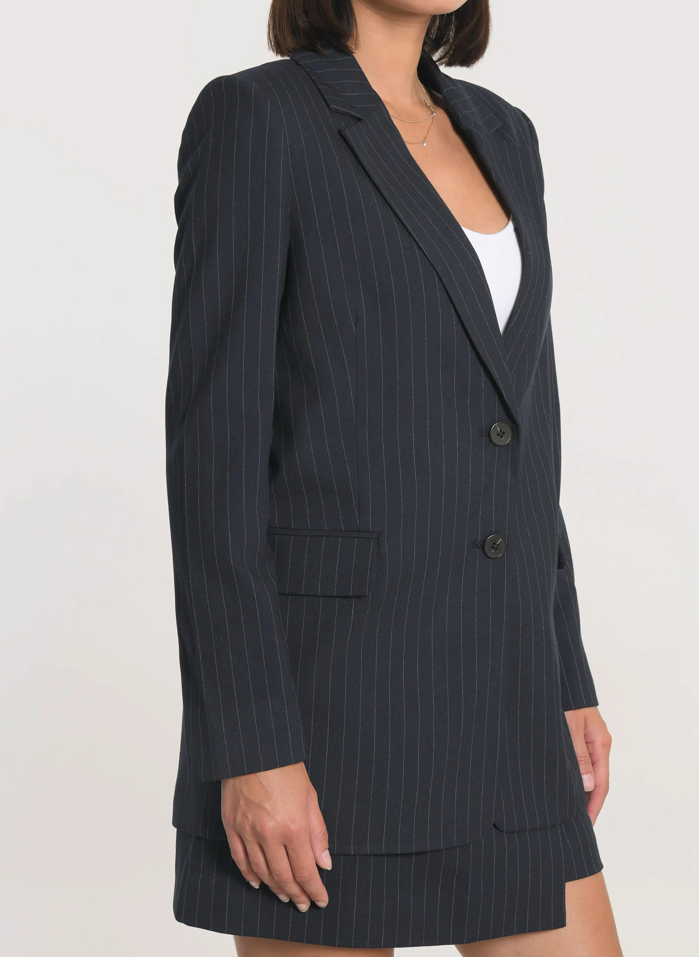 AUDREY - Veste droite rayée | Bleu