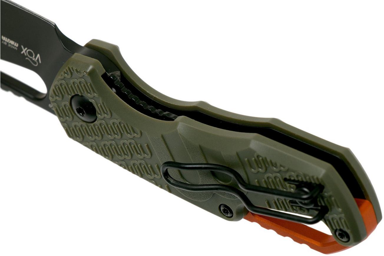 MKM Isonzo FX03-3PGO Clip Point OD Green FRN, Black Blade zakmes, Jesper Voxnaes design