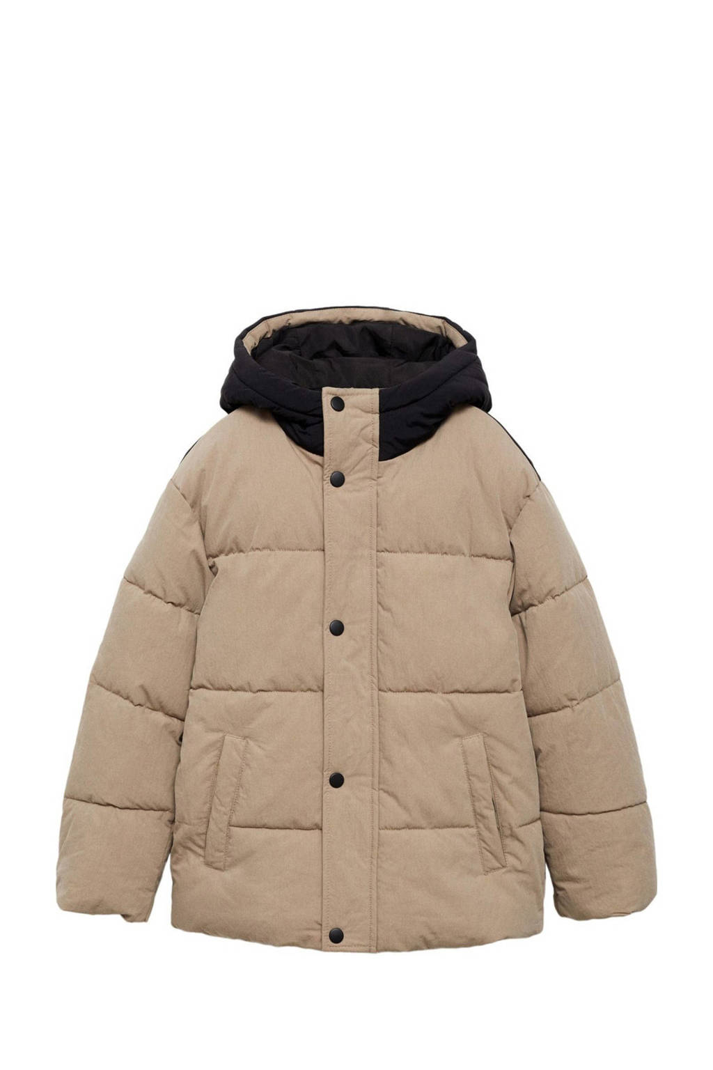 Mango Kids gewatteerde winterjas middenbruin/zwart