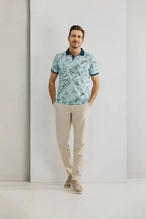 State of Art Poloshirt Piqué Print Lichtblauw 46415488-5211 kopen
