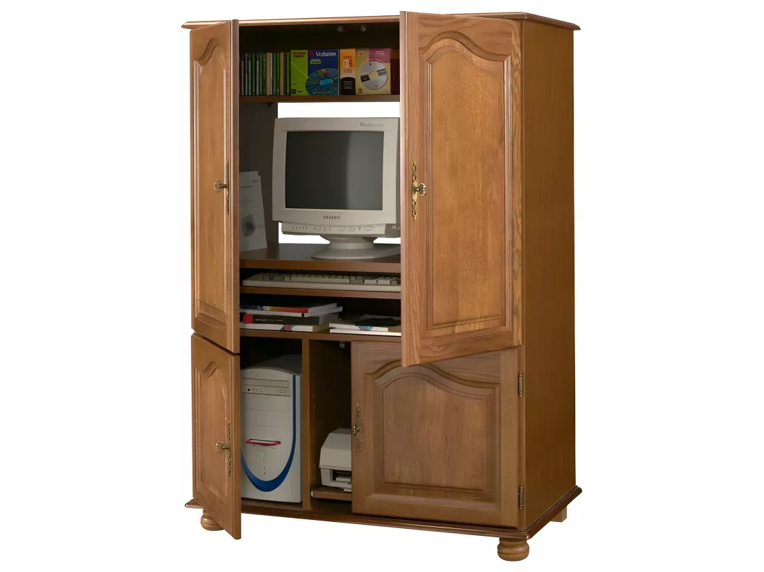 Armoire Informatique Chêne 4 Portes