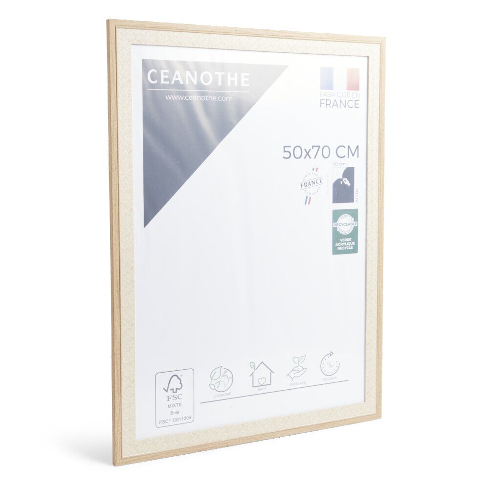Cadre Palma bois beige naturel 56,8x1,5x76,8cm pour photo 50x70cm