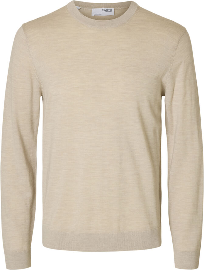 Selected Homme SLHTRAY LS KNIT MERINO CREW NECK NO Oatmeal/melange