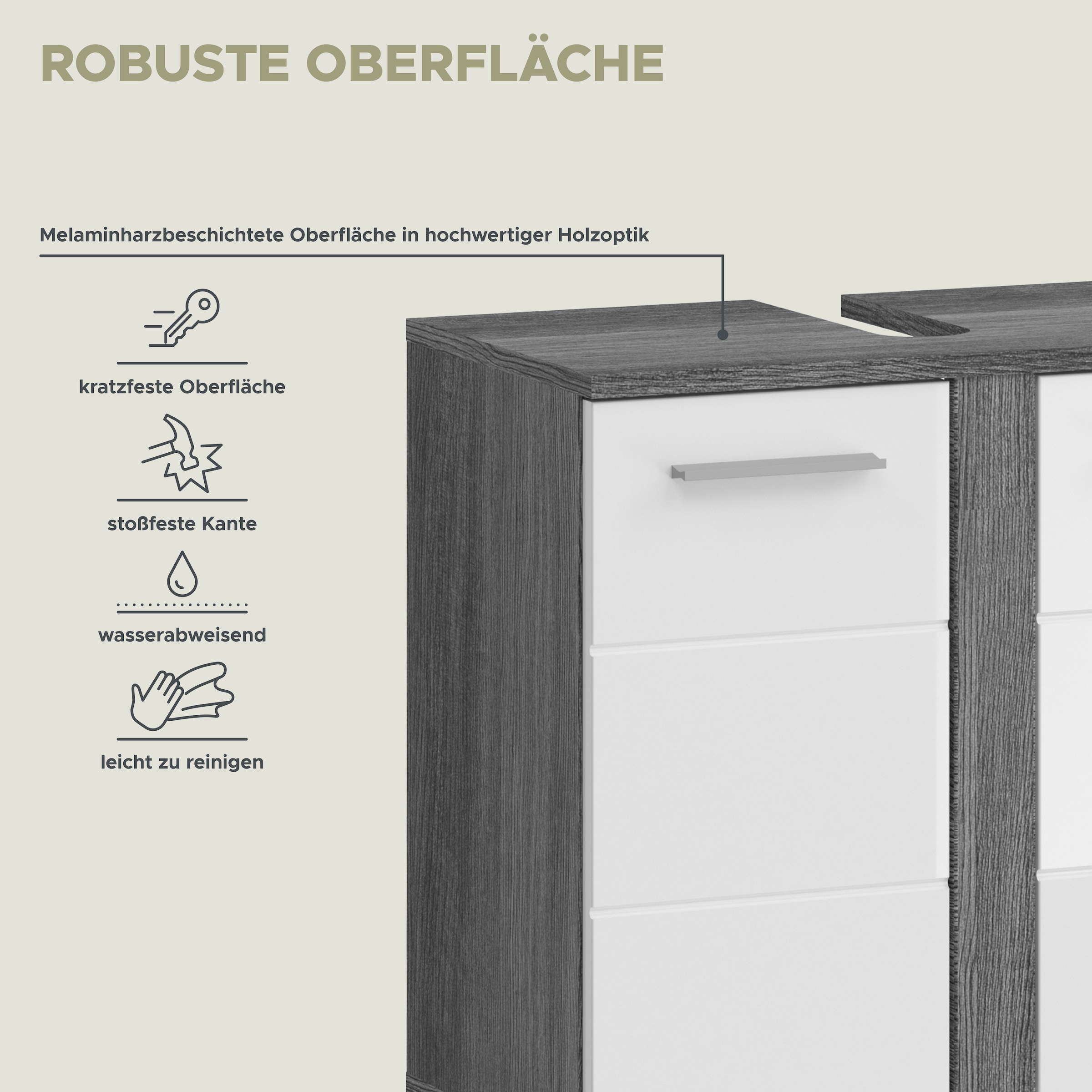 welltime Badmöbel-Set »LUCCA, 3 teilig,TOPSELLER!, MDF Hochglanzfront, bestehend aus:« Set, 3 Stk. tlg.