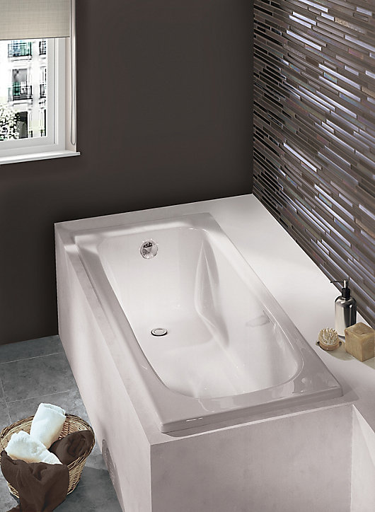 Baignoire rectangulaire Allibert Flavis L.140 x l.70 x H.42 cm en Toplax coloris blanc avec pieds