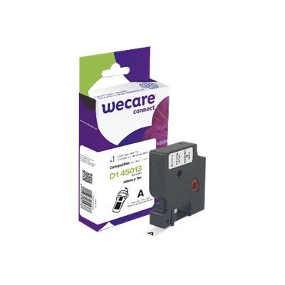 WECARE - Ruban d'étiquettes auto-adhésives pour Dymo D1 - 1 rouleau (12 mm x 7 m) - fond blanc écriture noire